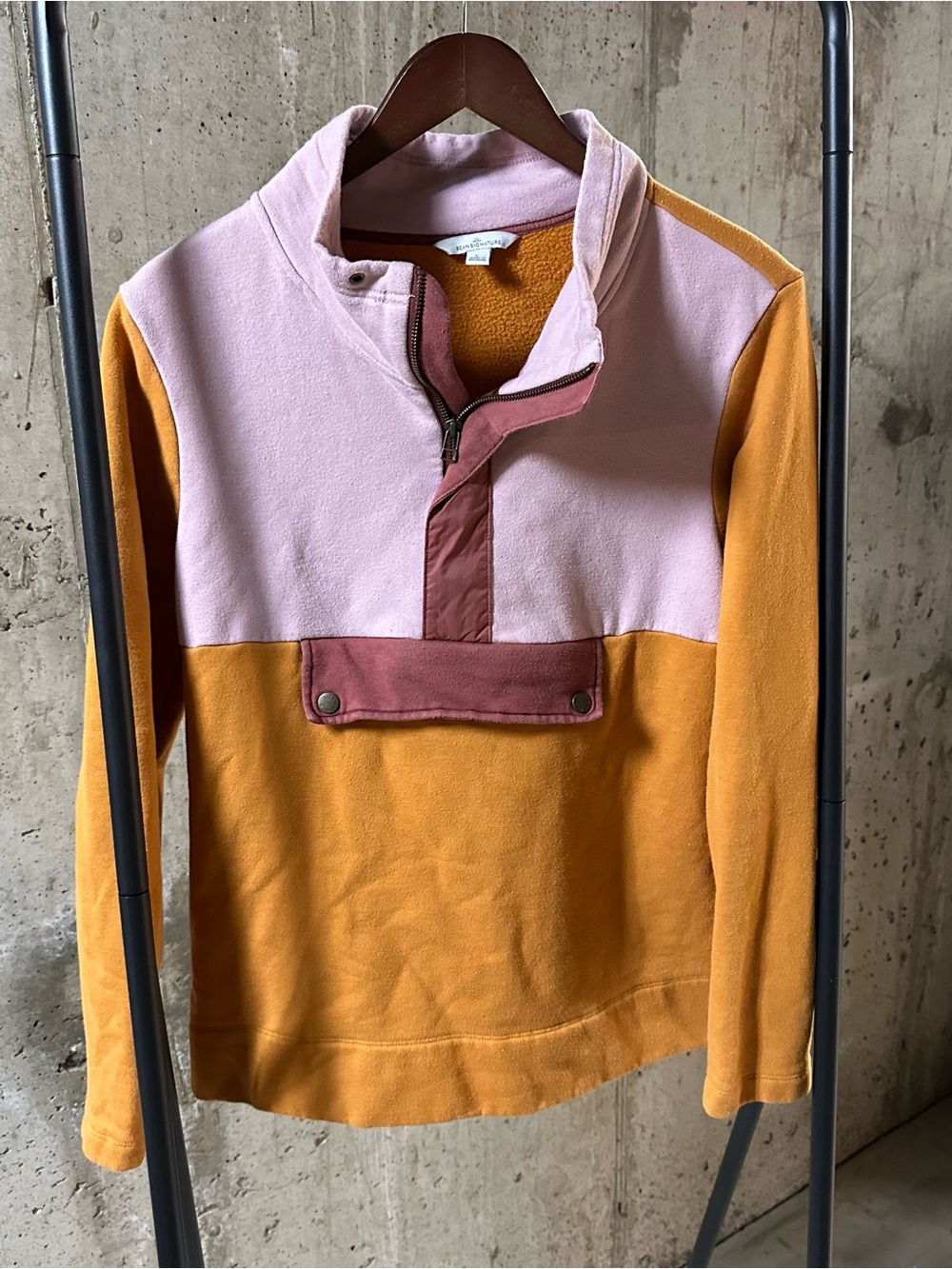 L.L. Bean Colorblock Half-Zip Pullover - Pink & Mustard